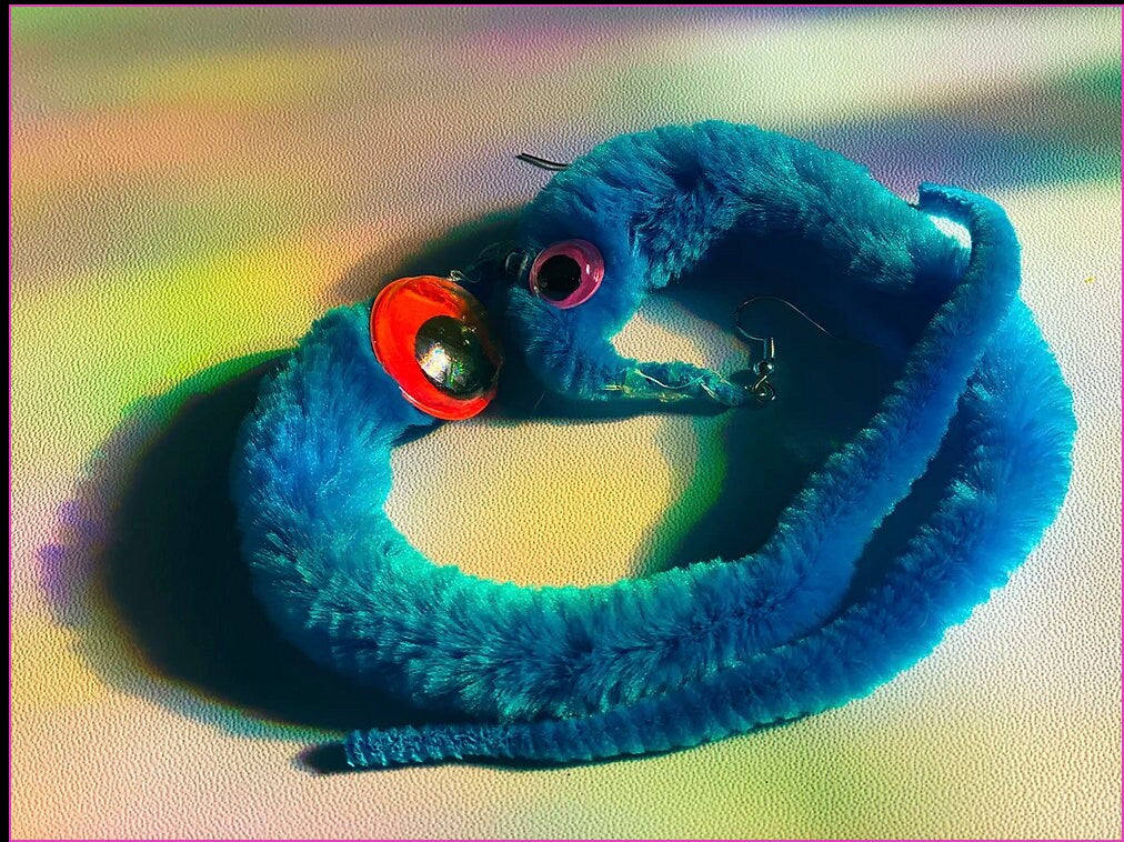 The BLUE Gr00vy Woerms Pet Earrings